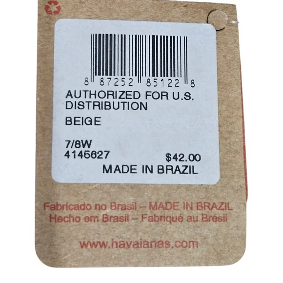 Havaianas Beige Fabric Women's Sandals Sz 7/8W - Picture 5 of 6